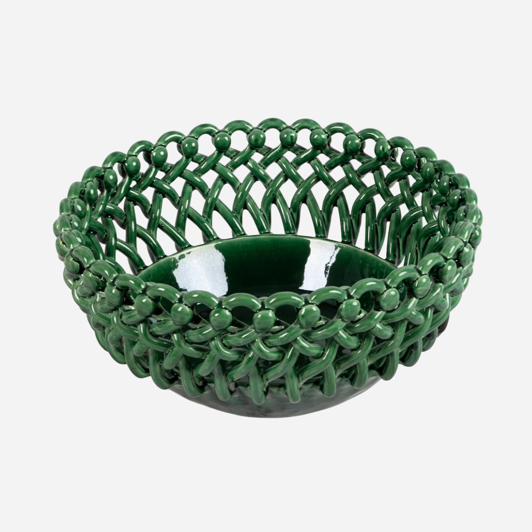 Woven Green Bouton Serving Bowl