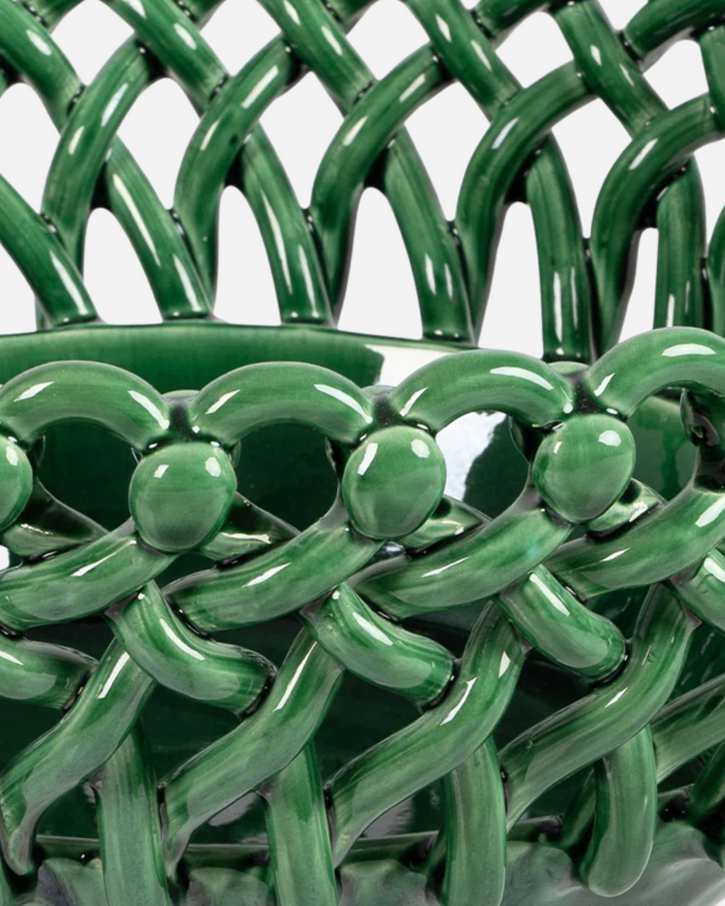 Woven Green Bouton Serving Bowl