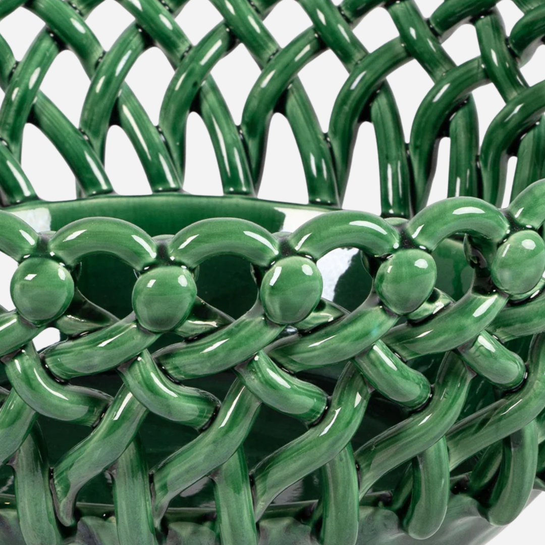 Woven Green Bouton Serving Bowl