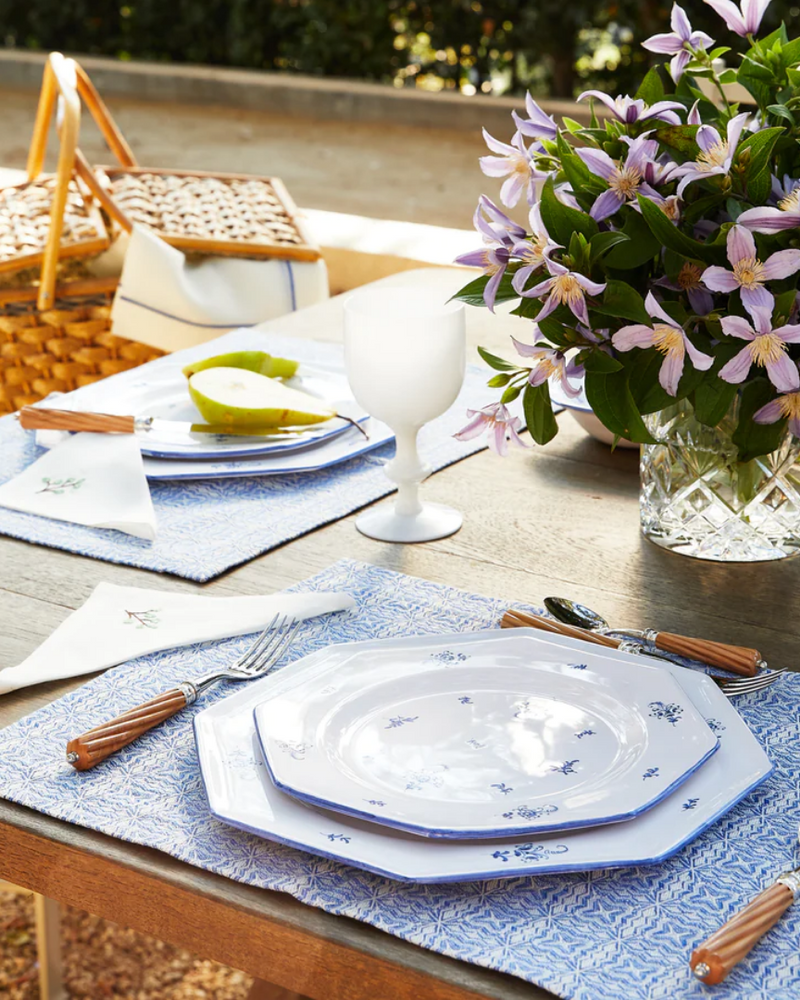 Brindille Dinner Plate, Blue Moustiers, Set of 2