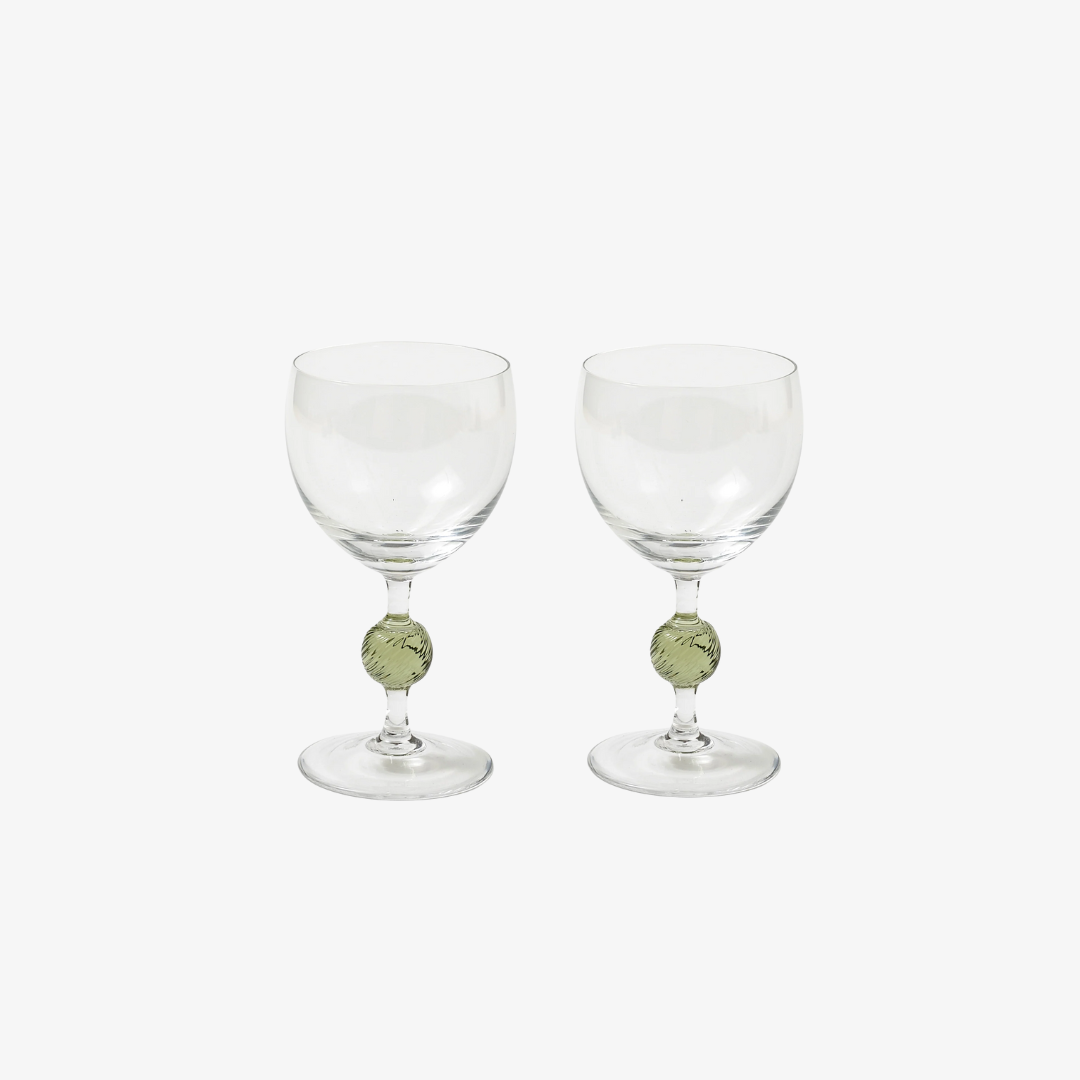 Demetra Green Wine Glass, Set of 2