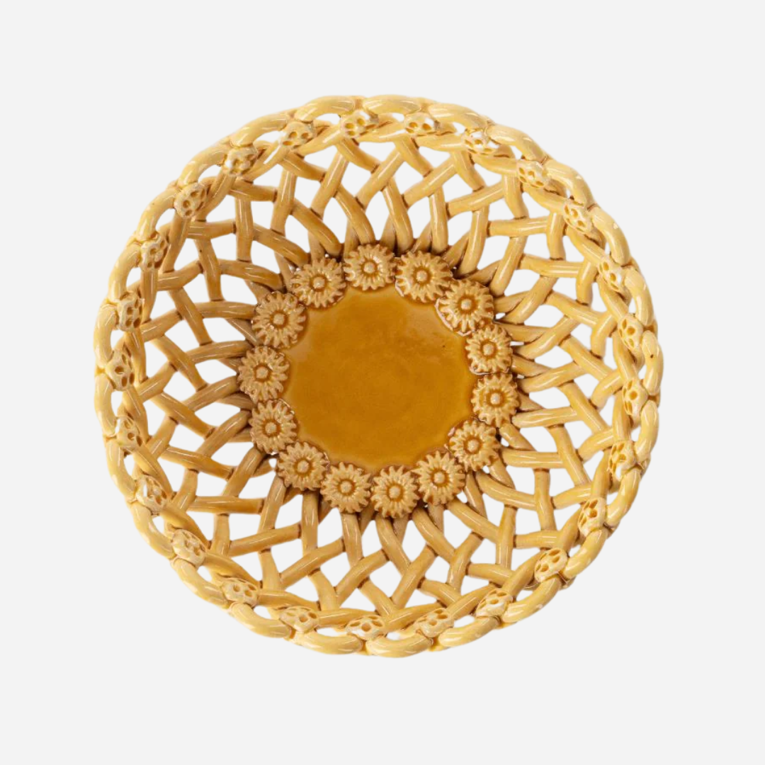 Woven Ocher Pedestal  Bowl