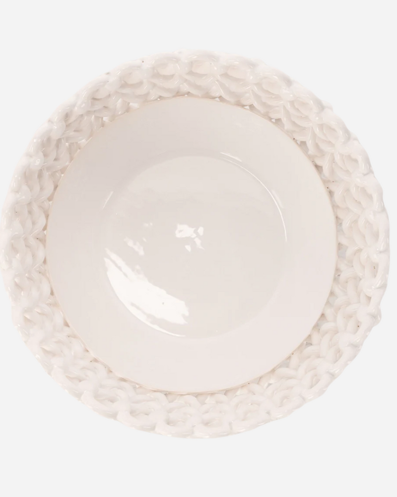 Woven White Bouton Serving Bowl