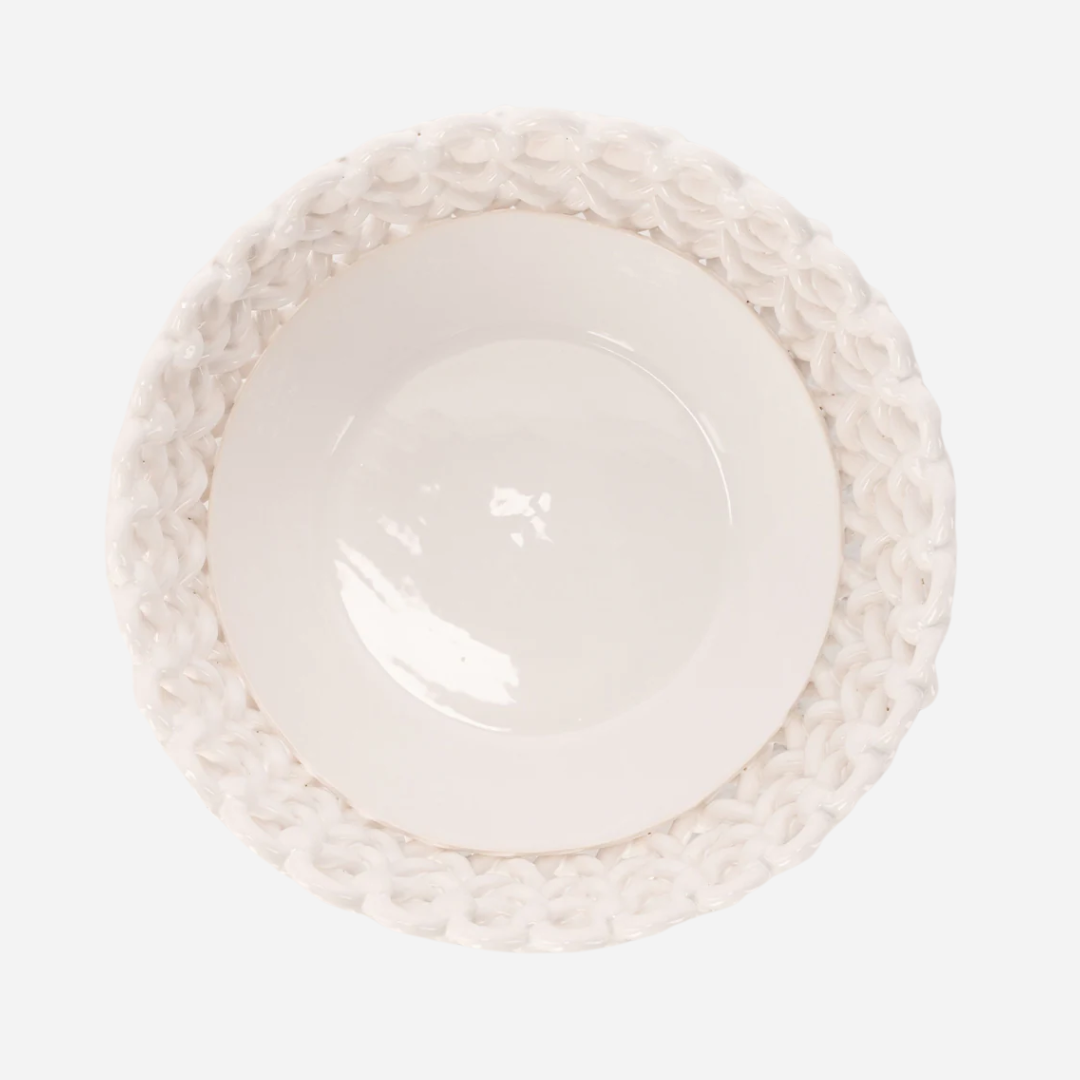 Woven White Bouton Serving Bowl