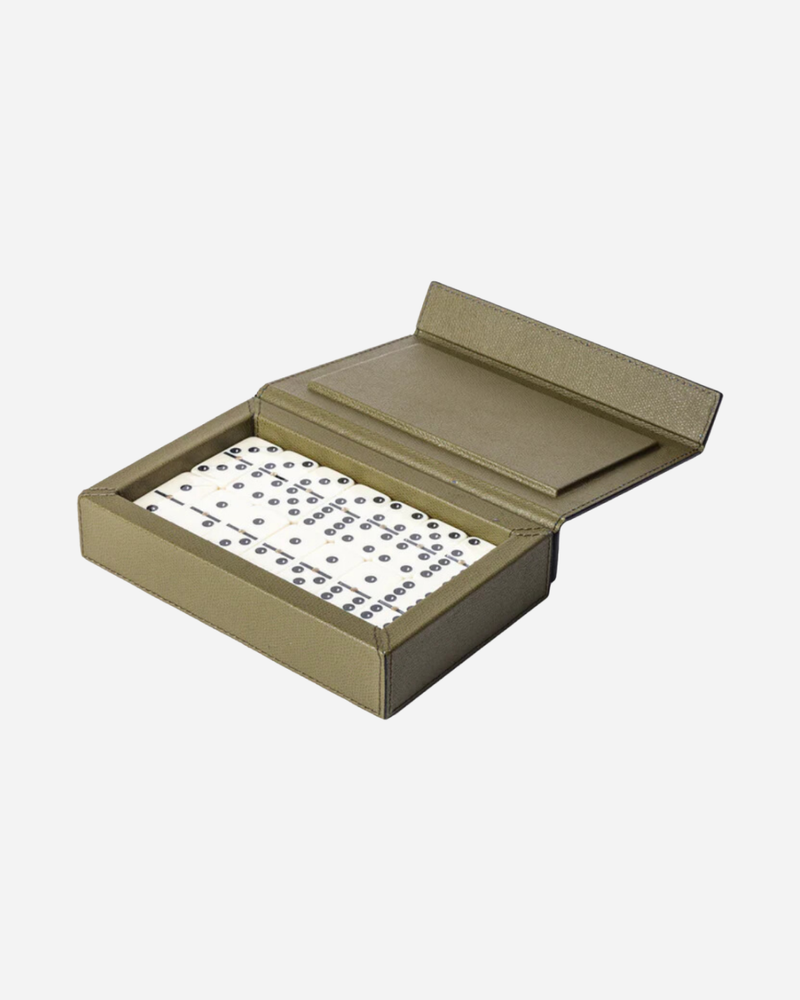 Green Parma Leather Dominoes Set