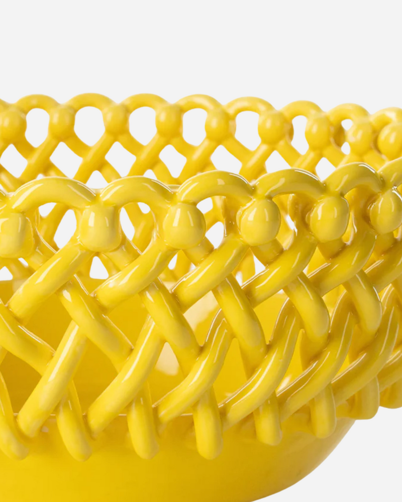Woven Yellow Bouton Serving Bowl
