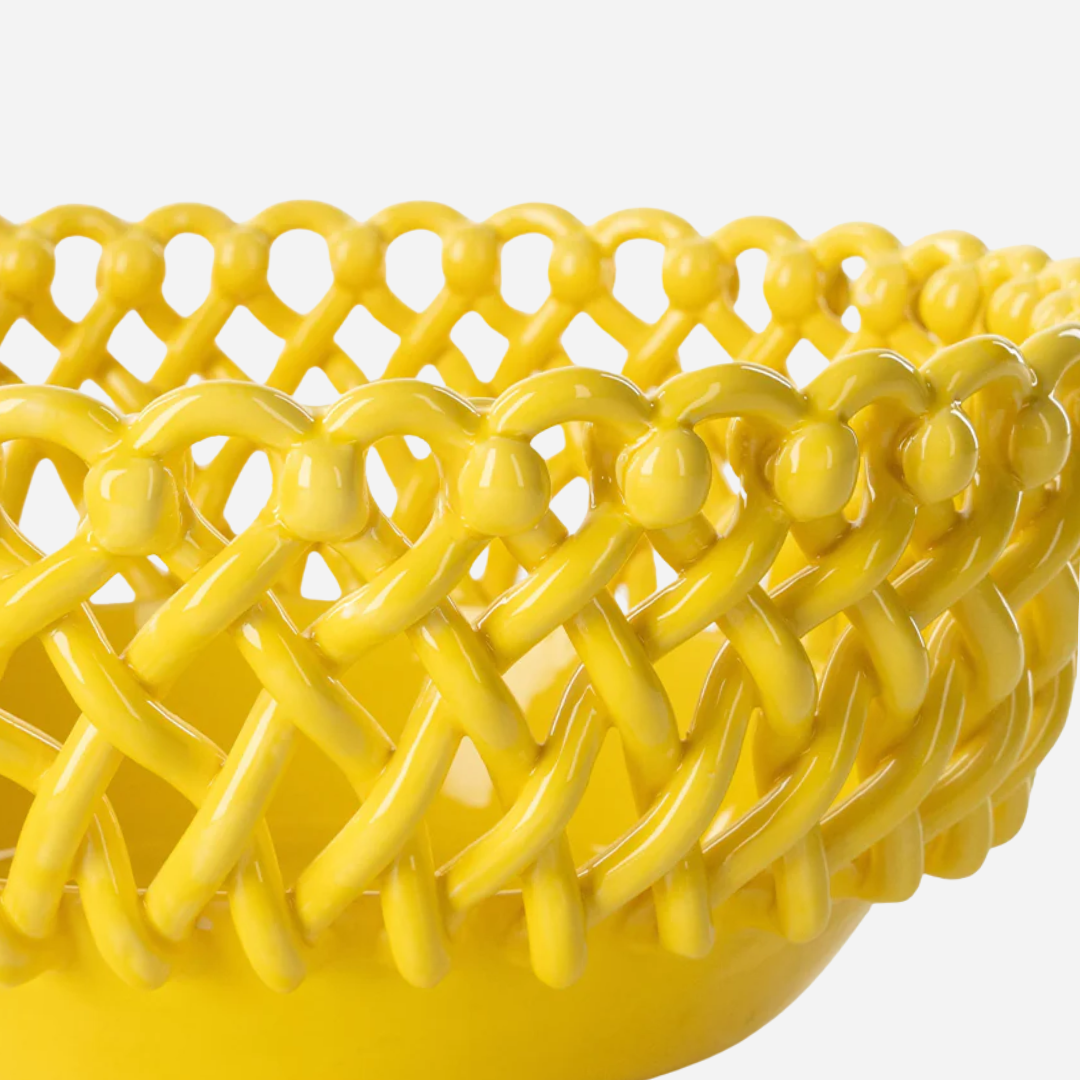 Woven Yellow Bouton Serving Bowl