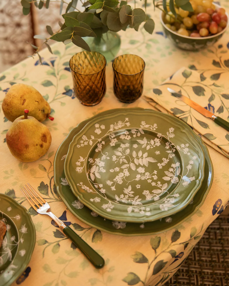 Floral Green Dinner Plate, Set of 4