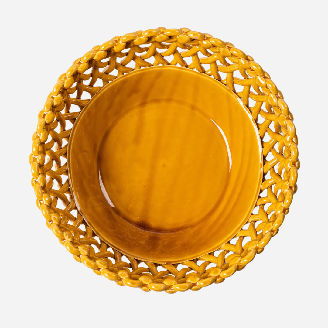 Woven Ocher Bouton Serving Bowl