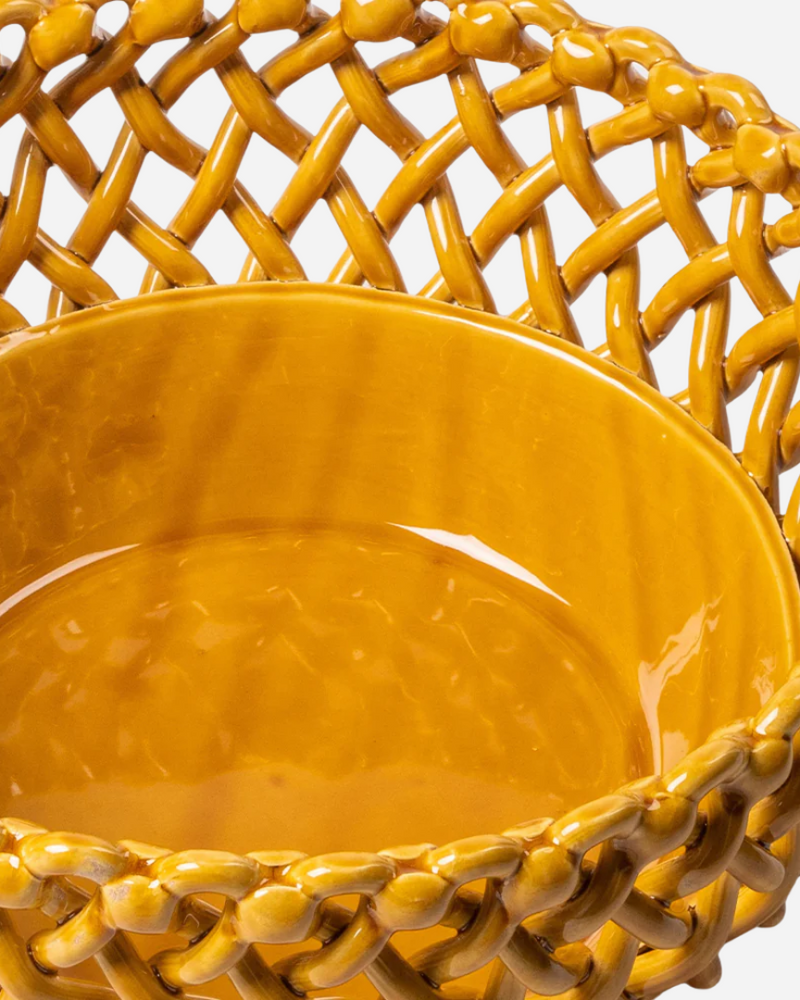Woven Ocher Bouton Serving Bowl