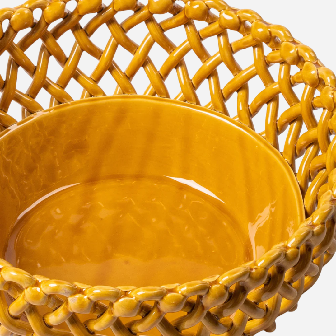 Woven Ocher Bouton Serving Bowl