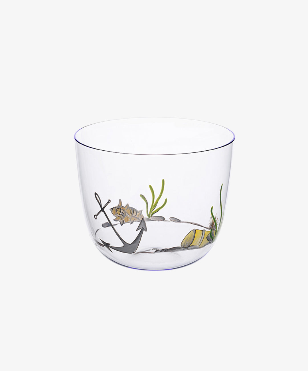 Anchor High Seas Hand-Painted Crystal Tumbler, Set of 2