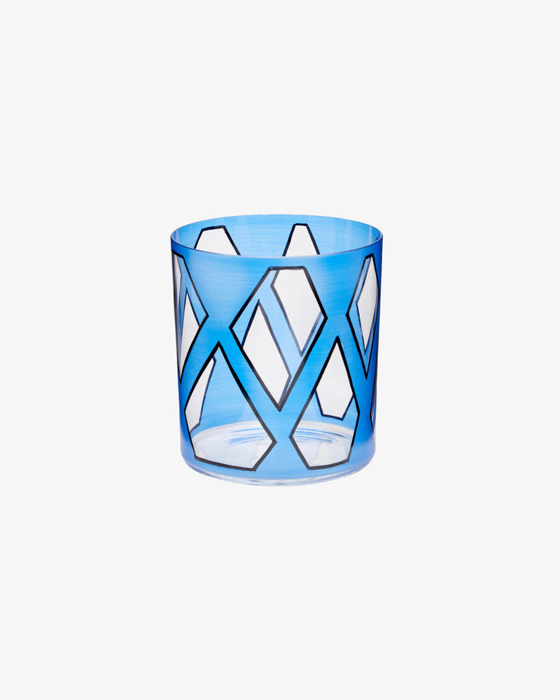 Blue Neo Enamel Hand-Painted Crystal Tumbler, Set of 2
