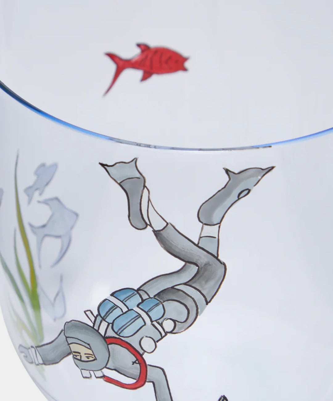 Diver High Seas Hand-Painted Crystal Tumbler, Set of 2