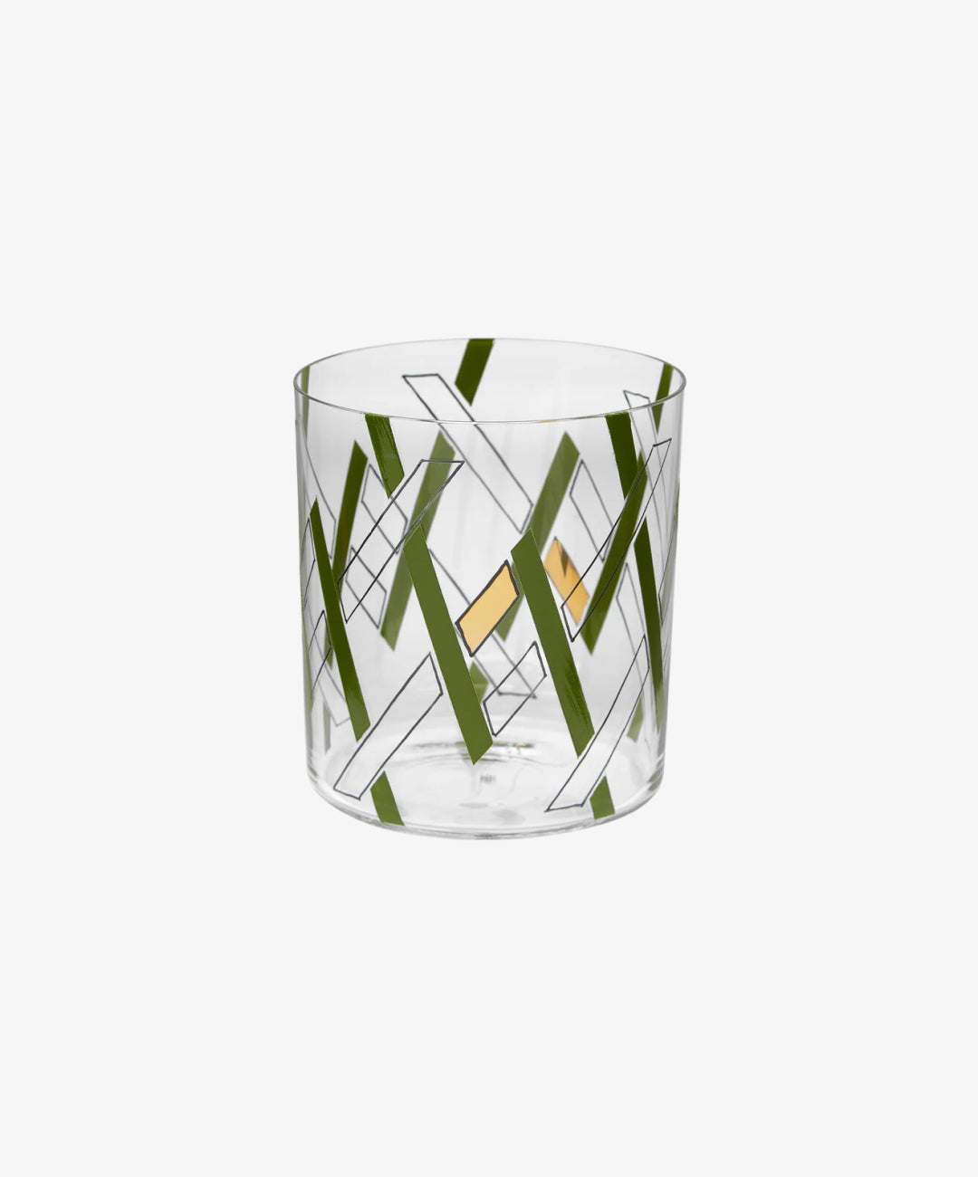 Green Neo Enamel Hand-Painted Crystal Tumbler, Set of 2