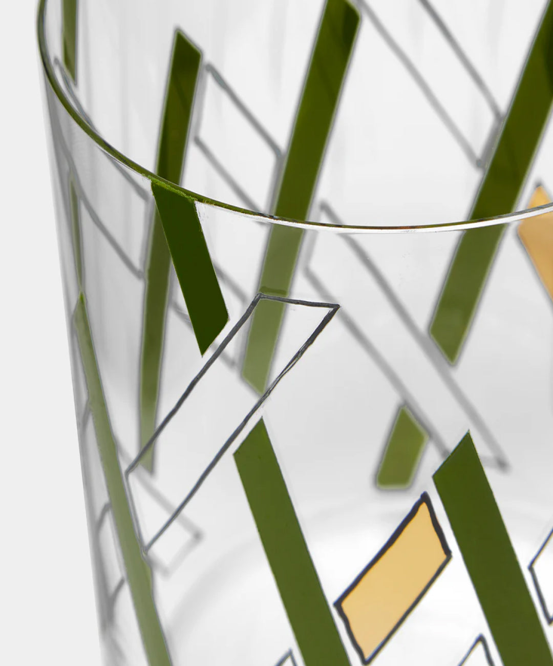 Green Neo Enamel Hand-Painted Crystal Tumbler, Set of 2