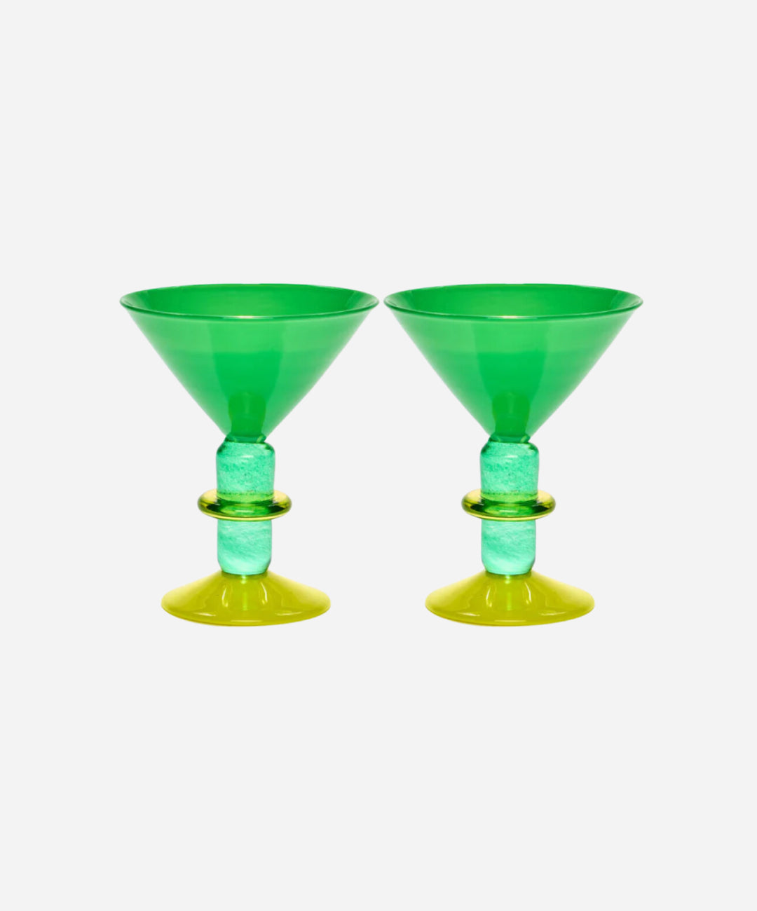 Miami Martini glass in Lime & Green, Set of 2
