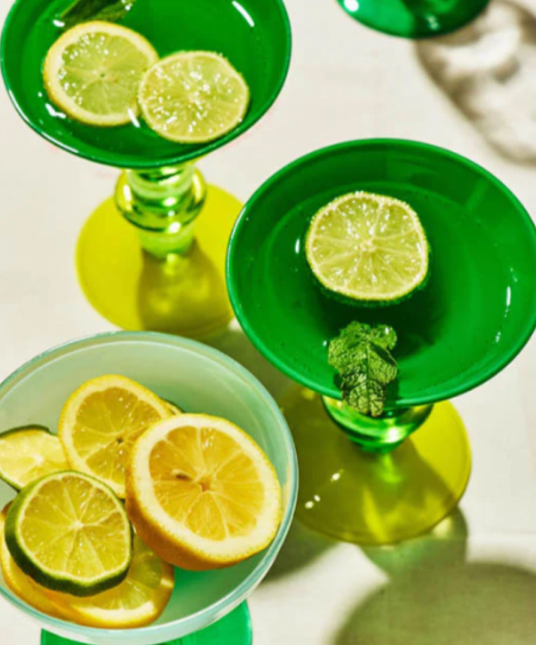 Miami Martini glass in Lime & Green, Set of 2