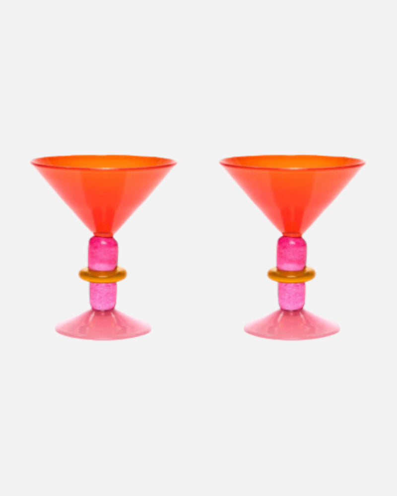 Miami Martini glass in Red & , Set of 2
