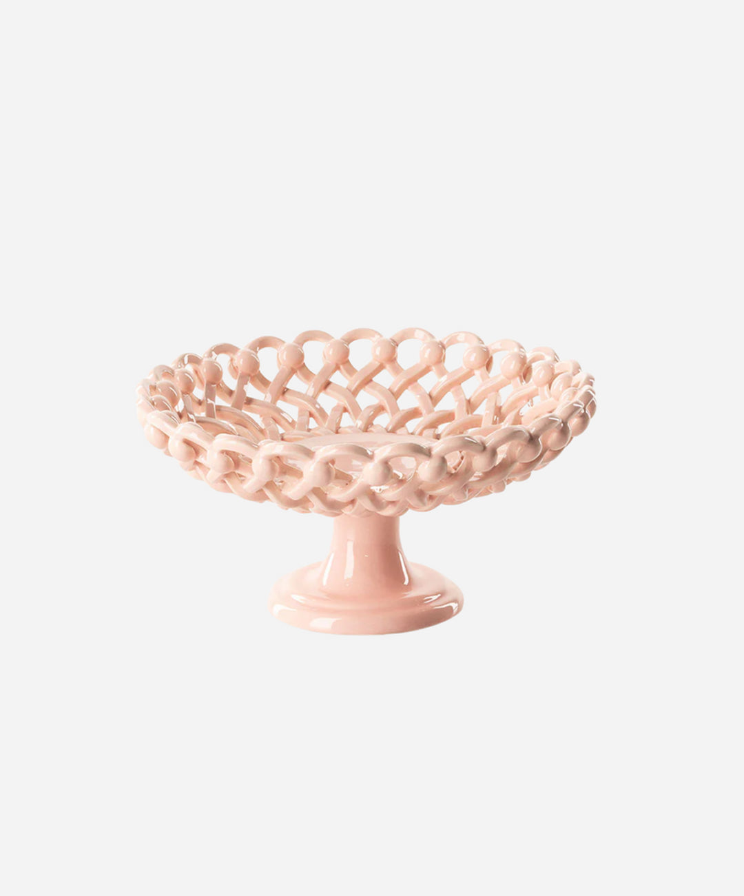 Woven Pink Bouton Low Pedestal Bowl