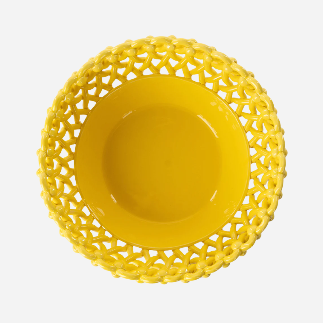 Woven Yellow Bouton Serving Bowl