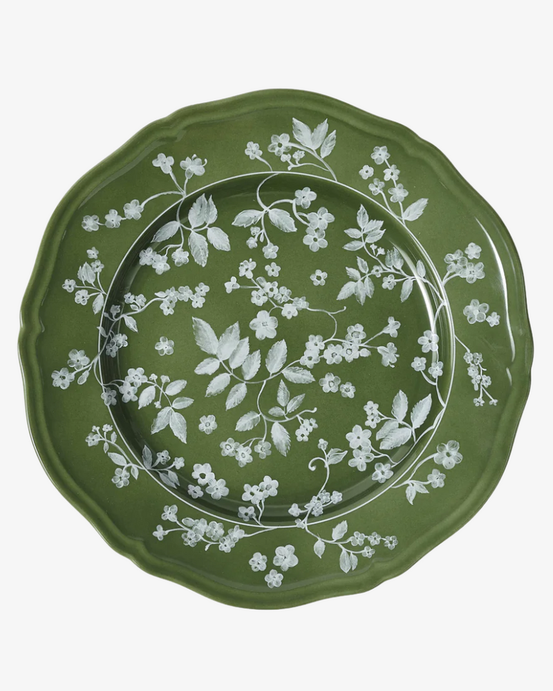 Floral Green Dinner Plate, Set of 4