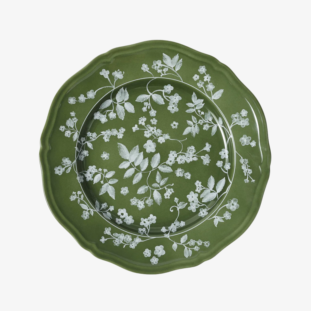 Floral Green Dinner Plate, Set of 4