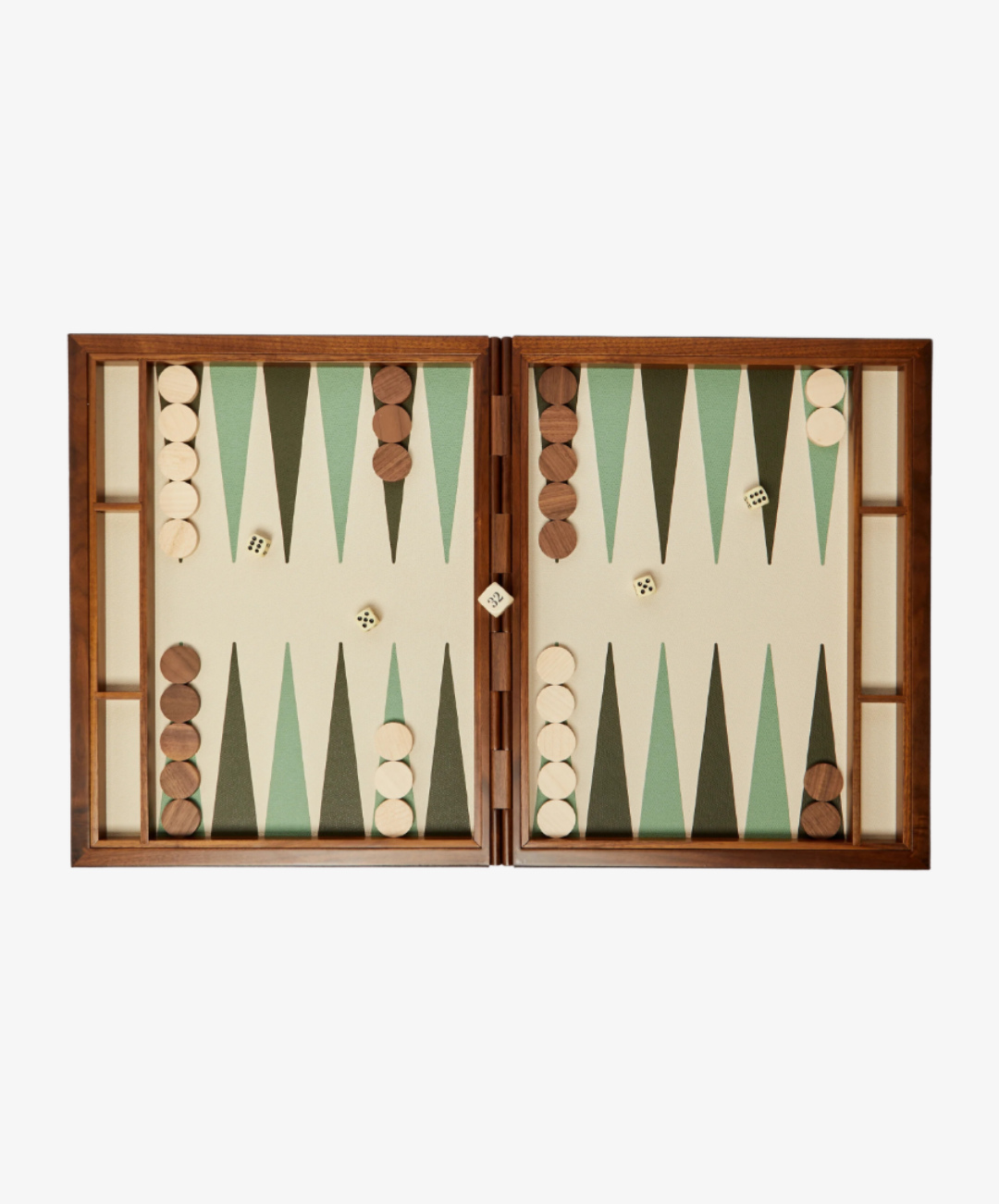 Green Leather Backgammon Set