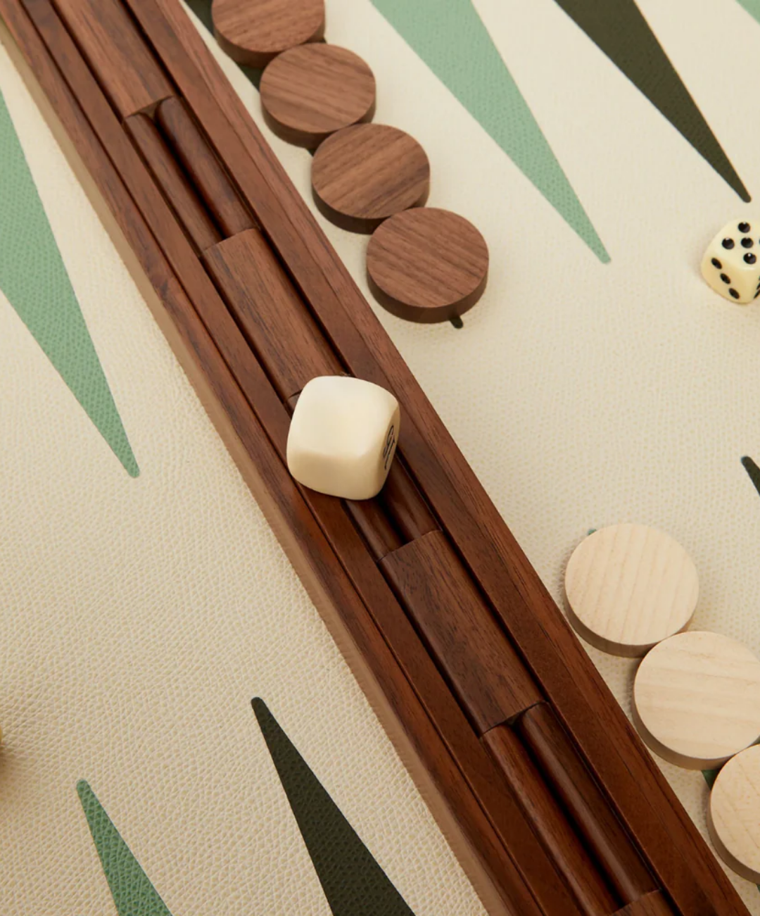 Green Leather Backgammon Set