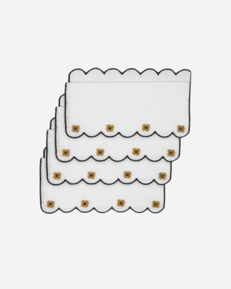 Spring Mustard Cocktail Napkins, Set of 4
