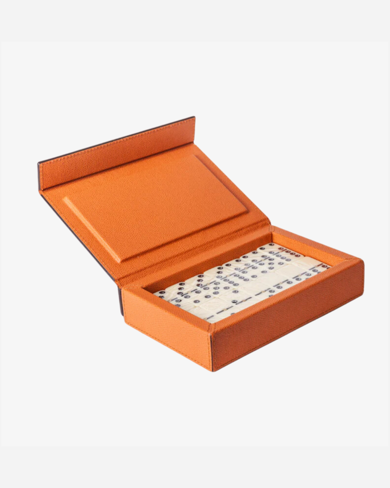 Orange Parma Leather Dominoes Set