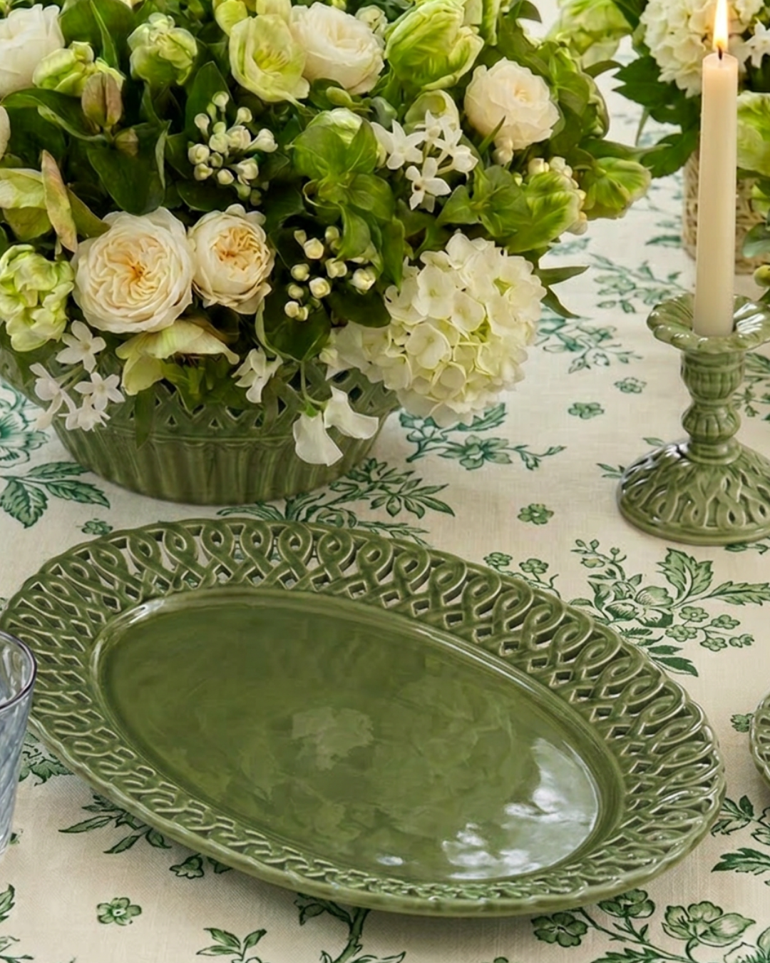 Pearl Oval Platter, Verde