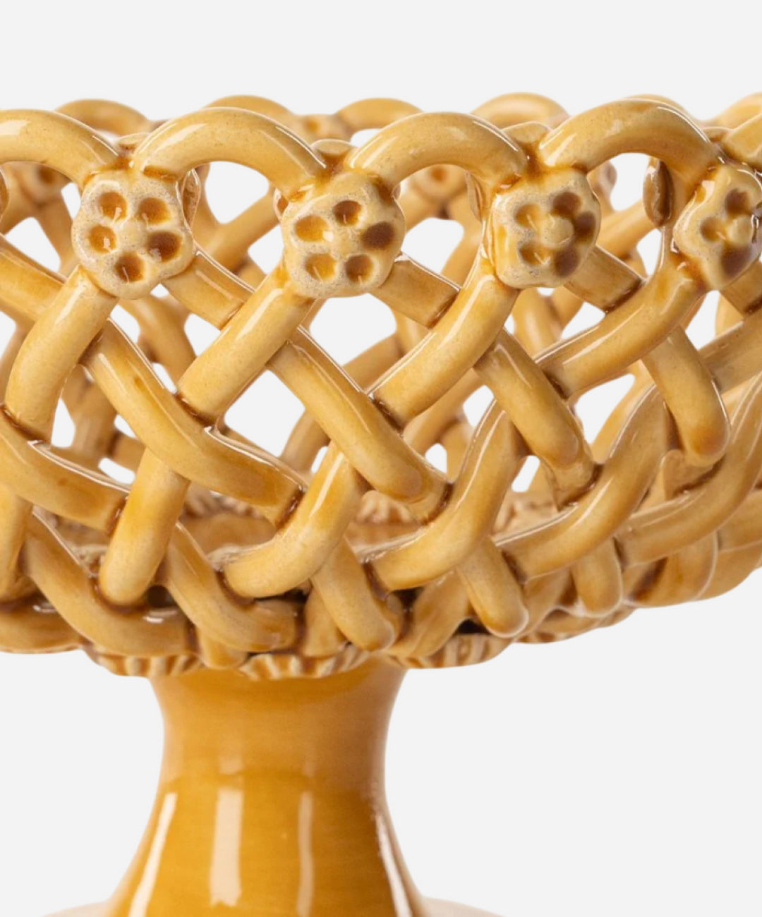 Woven Ocher Pedestal Bowl