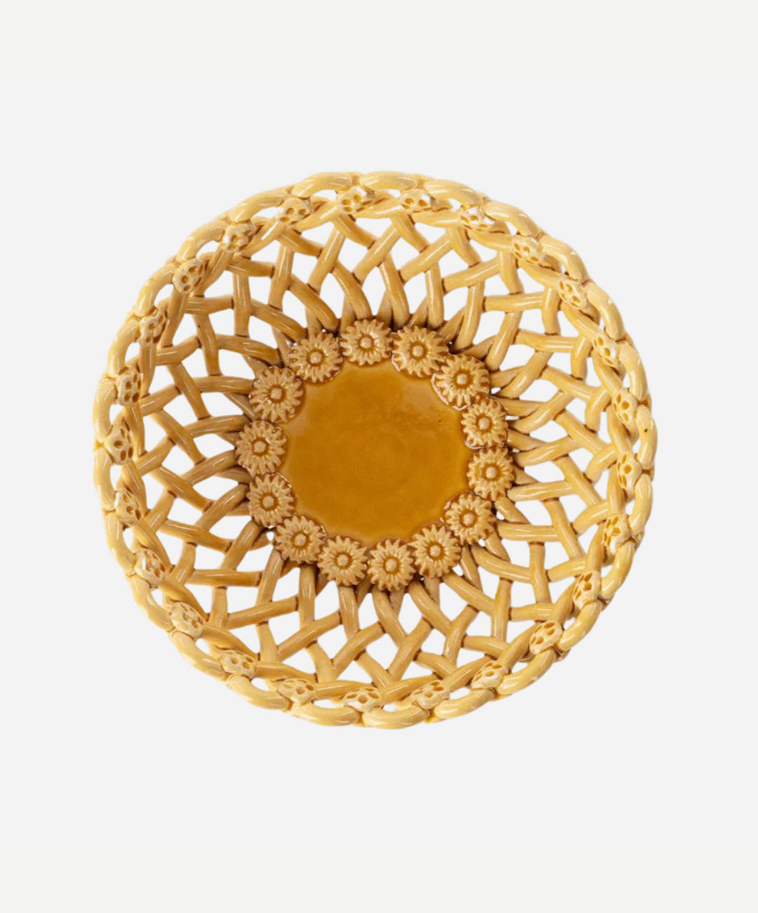Woven Ocher Pedestal Bowl