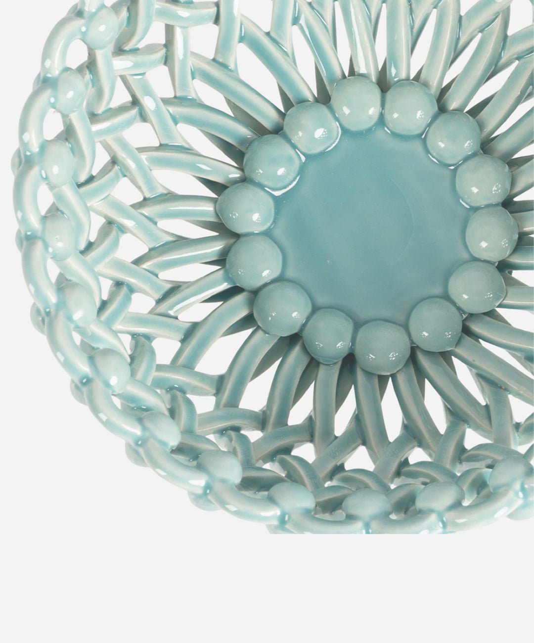 Woven Turquoise Bouton Pedestal Bowl
