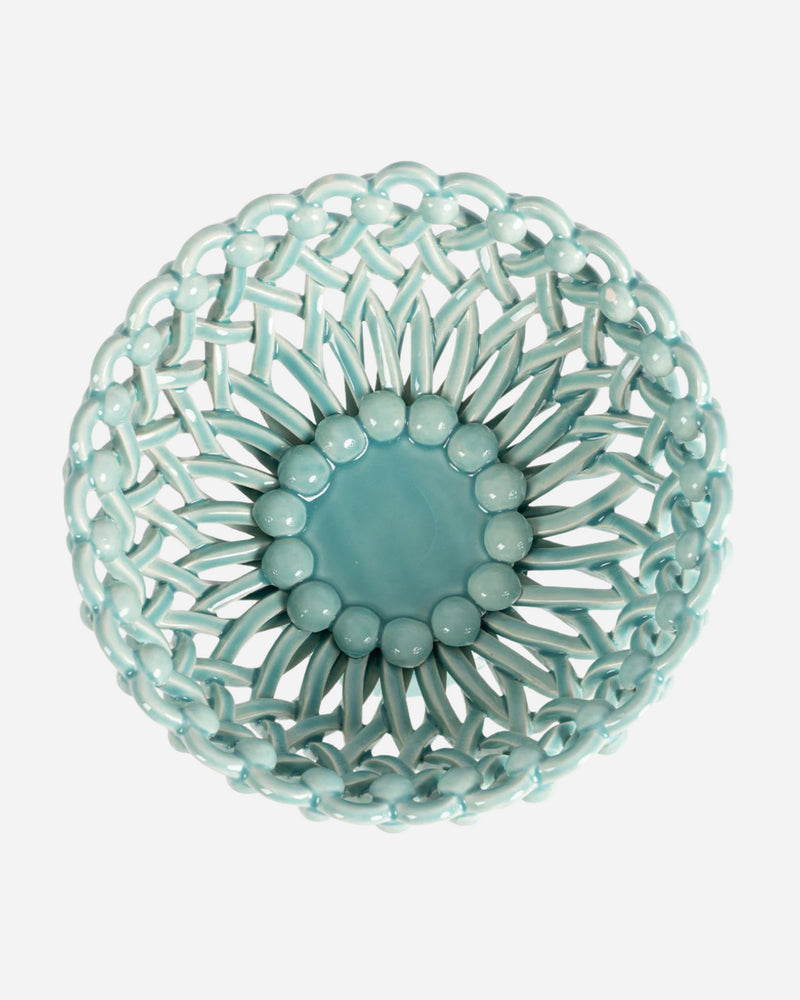 Woven Turquoise Bouton Pedestal Bowl