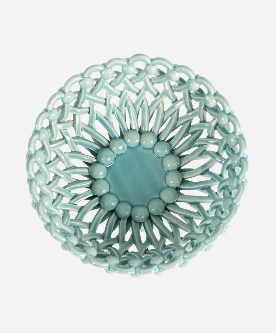 Woven Turquoise Bouton Pedestal Bowl