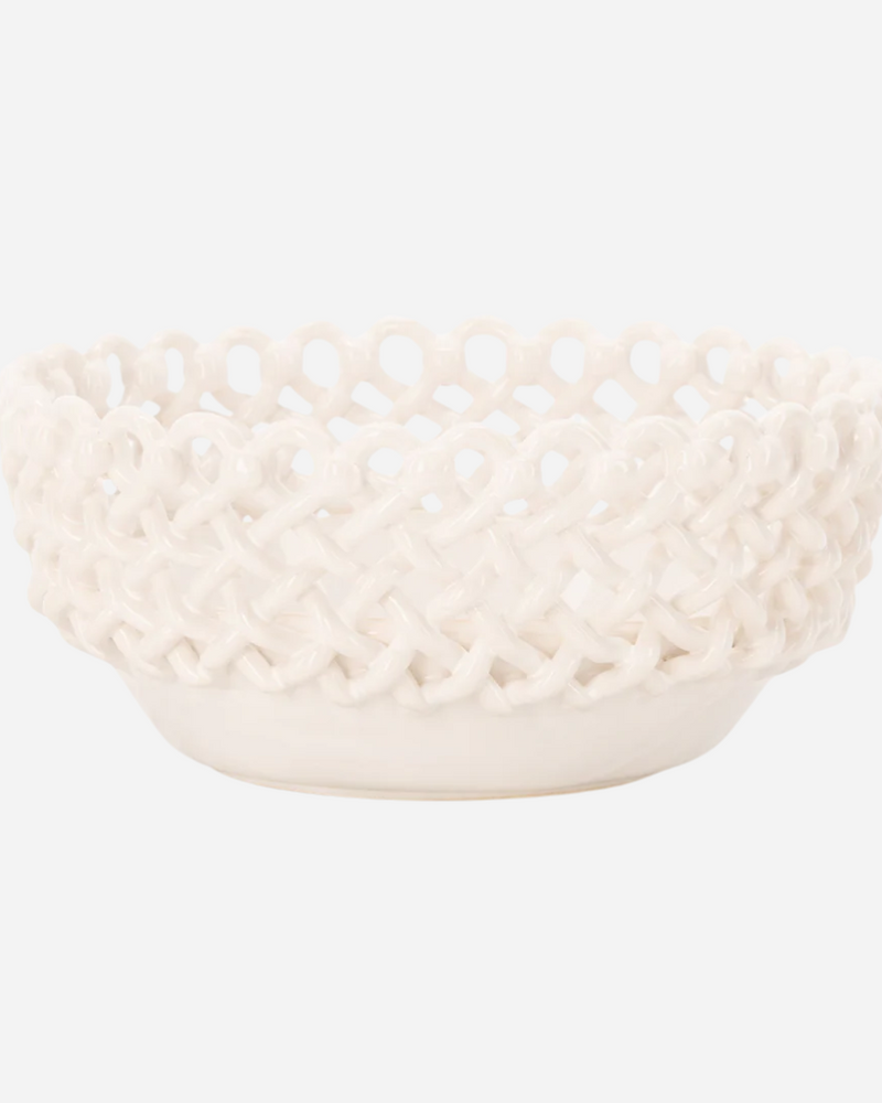 Woven White Bouton Serving Bowl