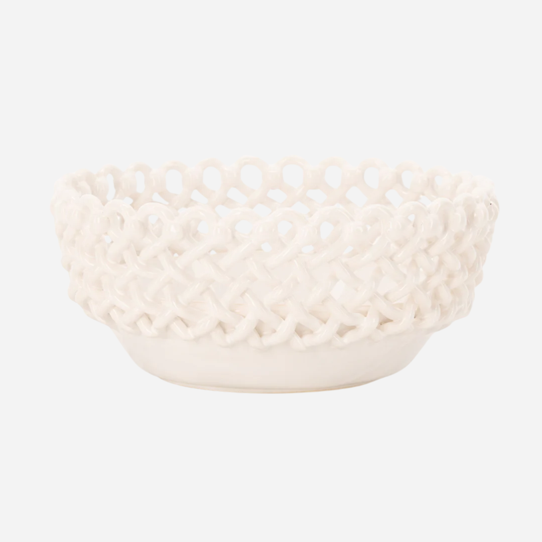 Woven White Bouton Serving Bowl