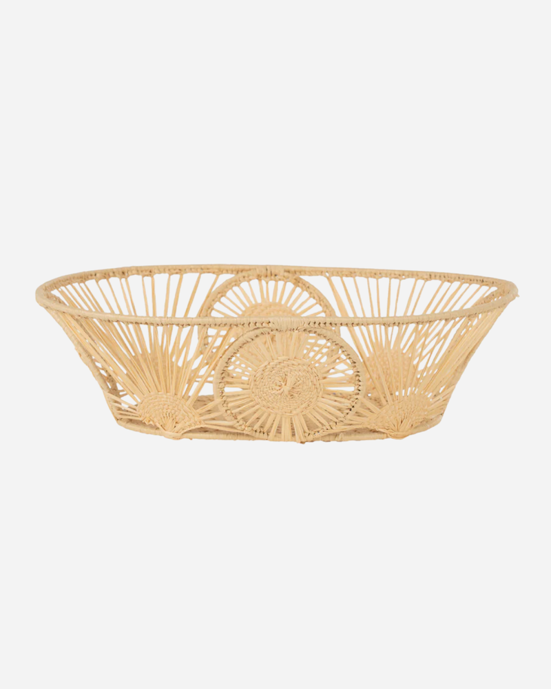RAFFIA OVAL MEDALLION BASKET, NATURAL