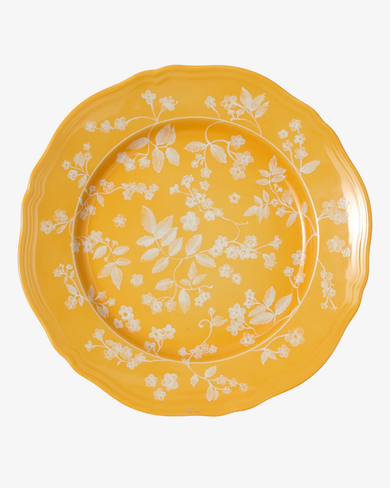 Floral Yellow Dinner Plate, Set of 4