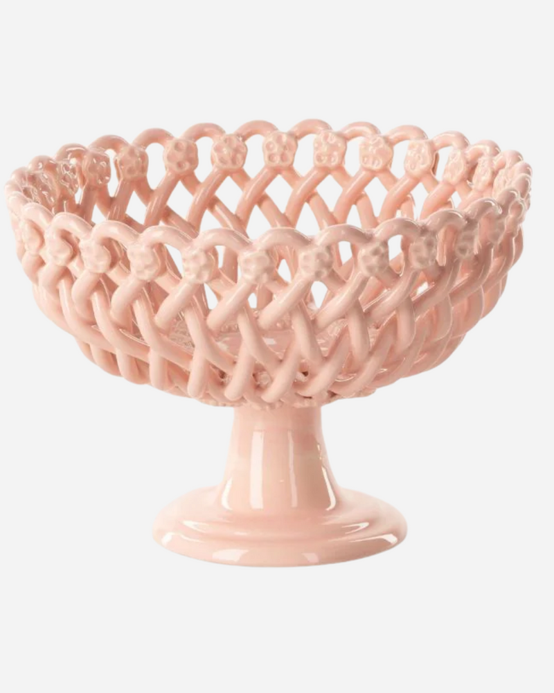 Woven Pink Pedestal  Bowl
