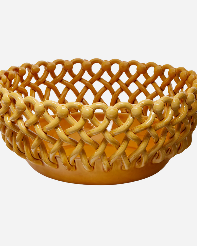 Woven Ocher Bouton Serving Bowl