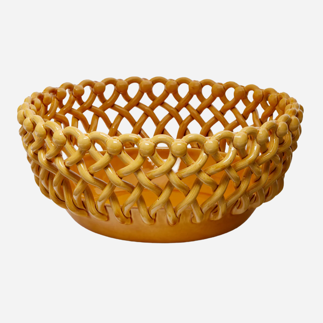 Woven Ocher Bouton Serving Bowl