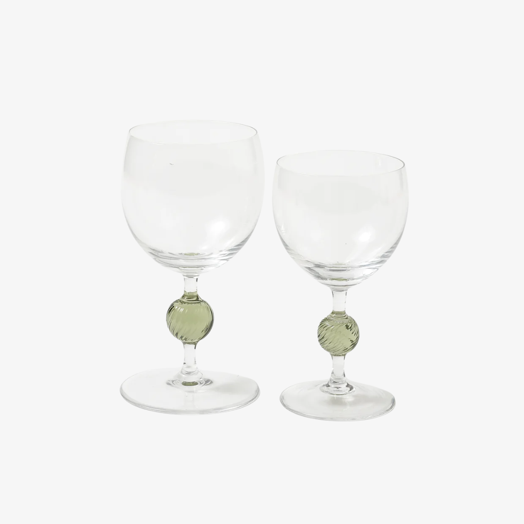 Demetra Green Wine Glass, Set of 2