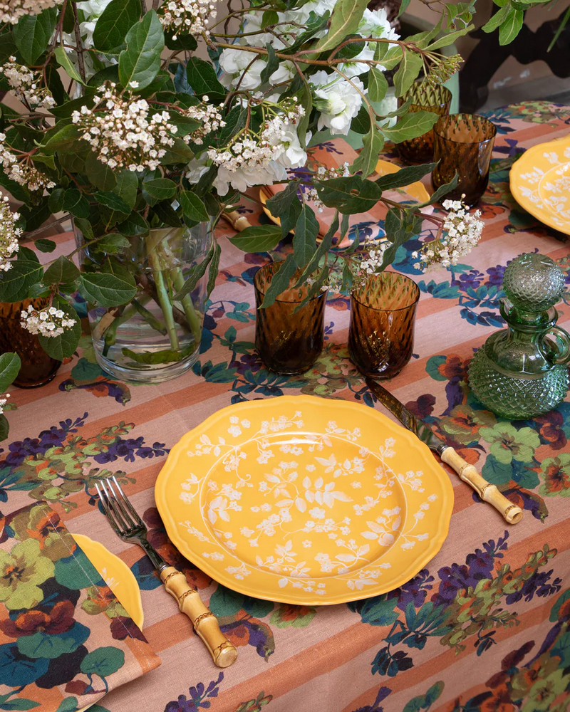 Floral Yellow Dinner Plate, Set of 4