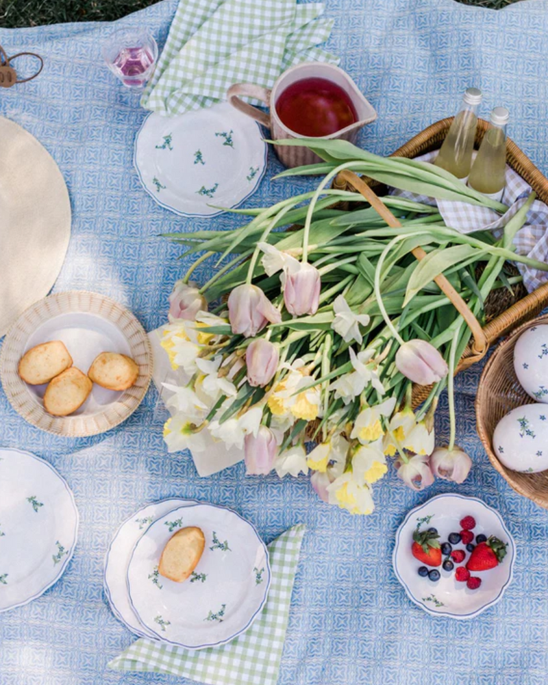 Les Bleuets Salad Plate, Blue and Green, Set of 2