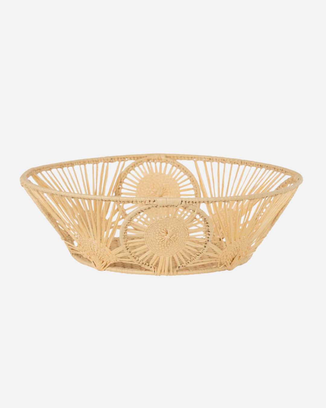 RAFFIA ROUND MEDALLION BASKET, NATURAL