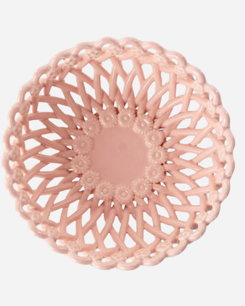 Woven Pink Pedestal  Bowl