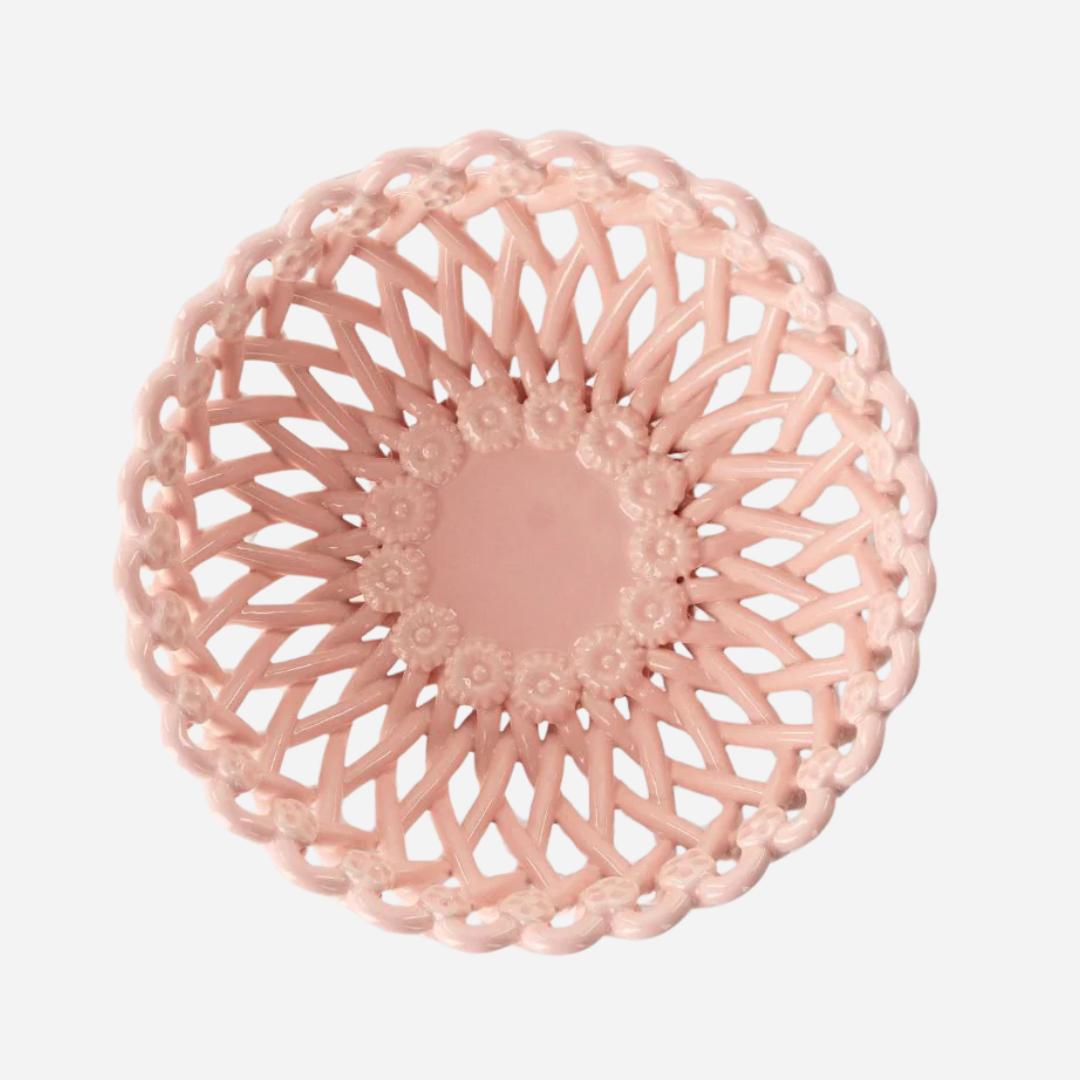 Woven Pink Pedestal  Bowl